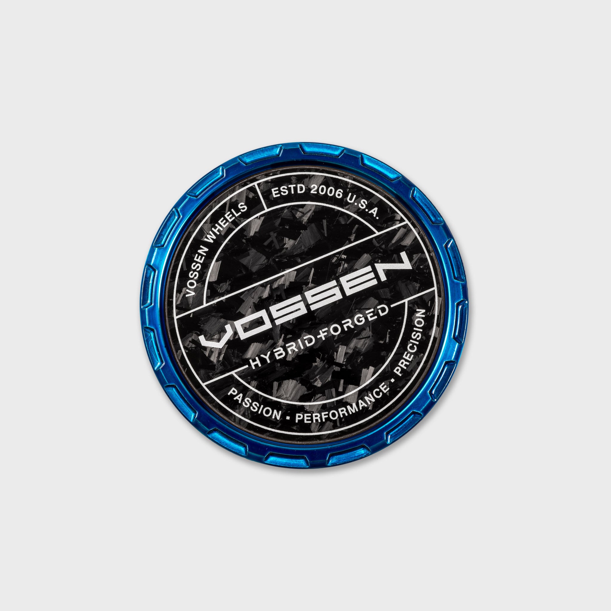 Hybrid Forged Carbon Billet Sport Cap for VF & HF Series Wheels (Fountain Blue) - Forged Carbon