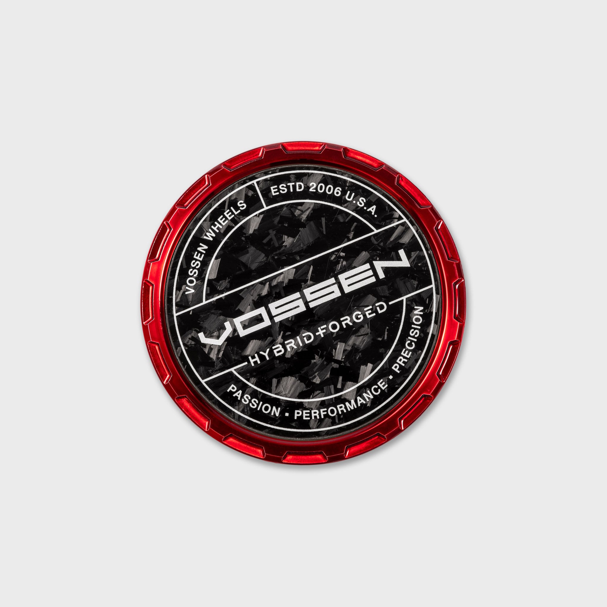 Hybrid Forged Carbon Billet Sport Cap for VF & HF Series Wheels (Vossen Red) - Forged Carbon