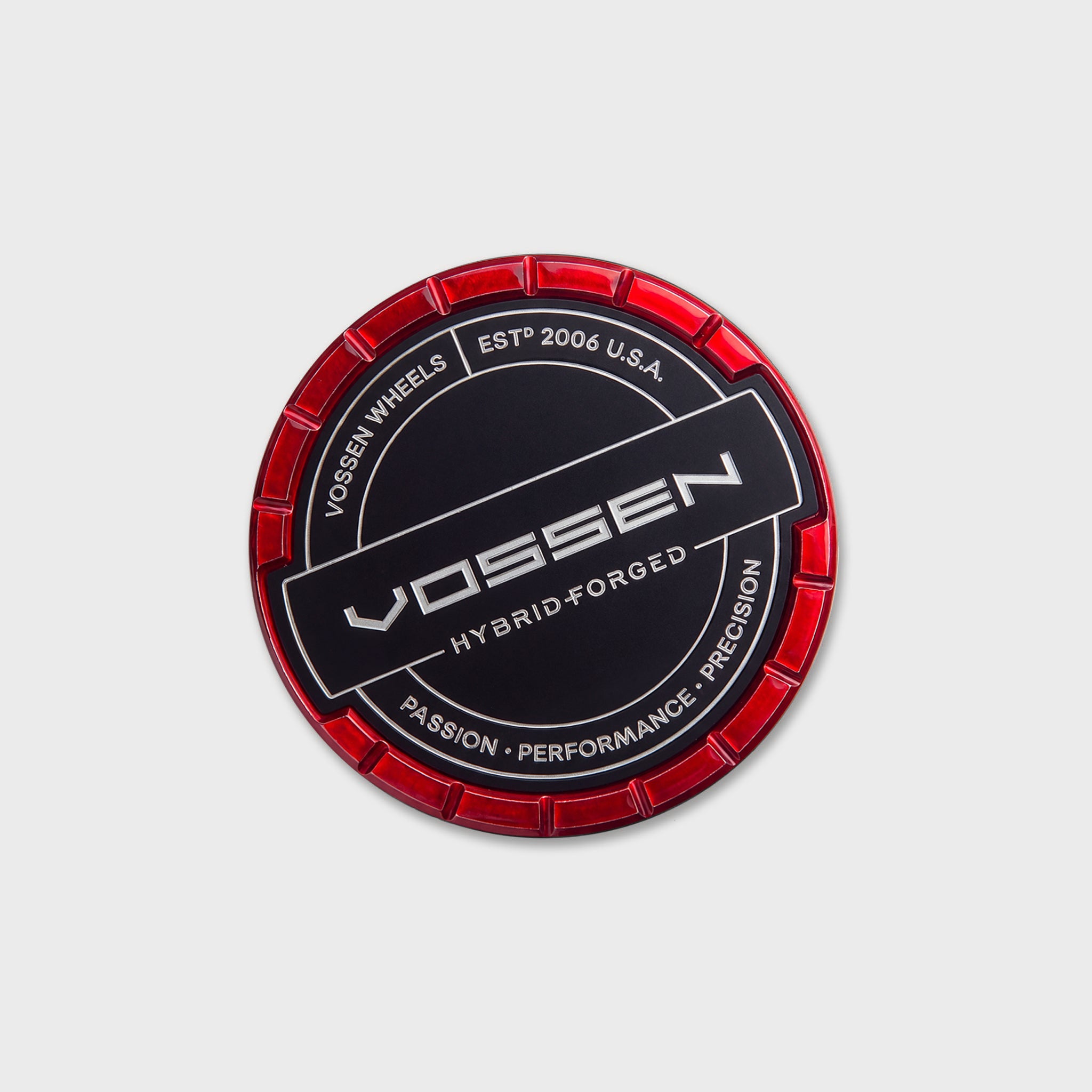 Vossen Hybrid Forged Billet Sport Center Cap Set for VF & HF Series Wheels ( Vossen Red/Brushed)