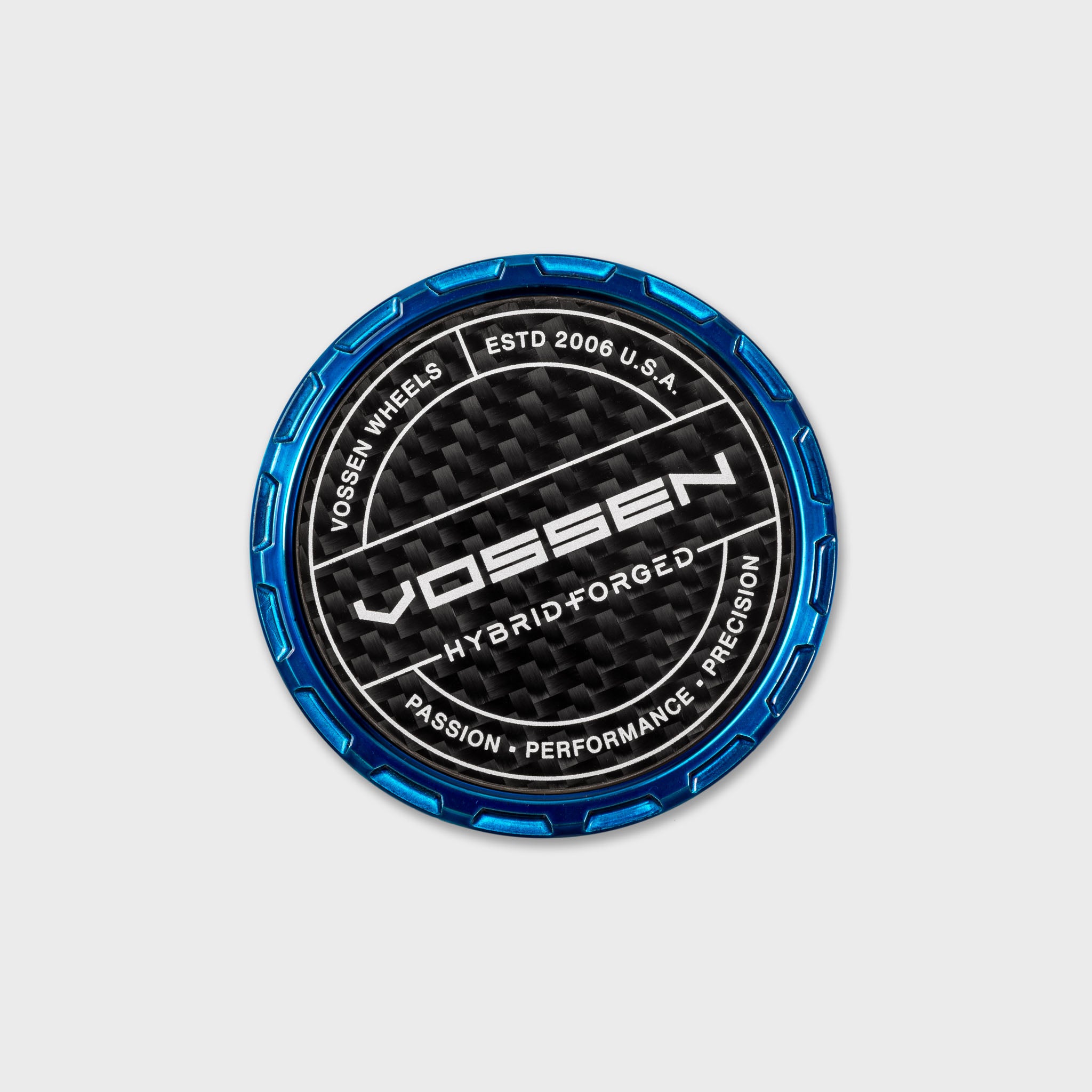 Carbon Hybrid Forged Billet Sport Cap for VF & HF Series Wheels (Fountain Blue) - Twill Weave Carbon