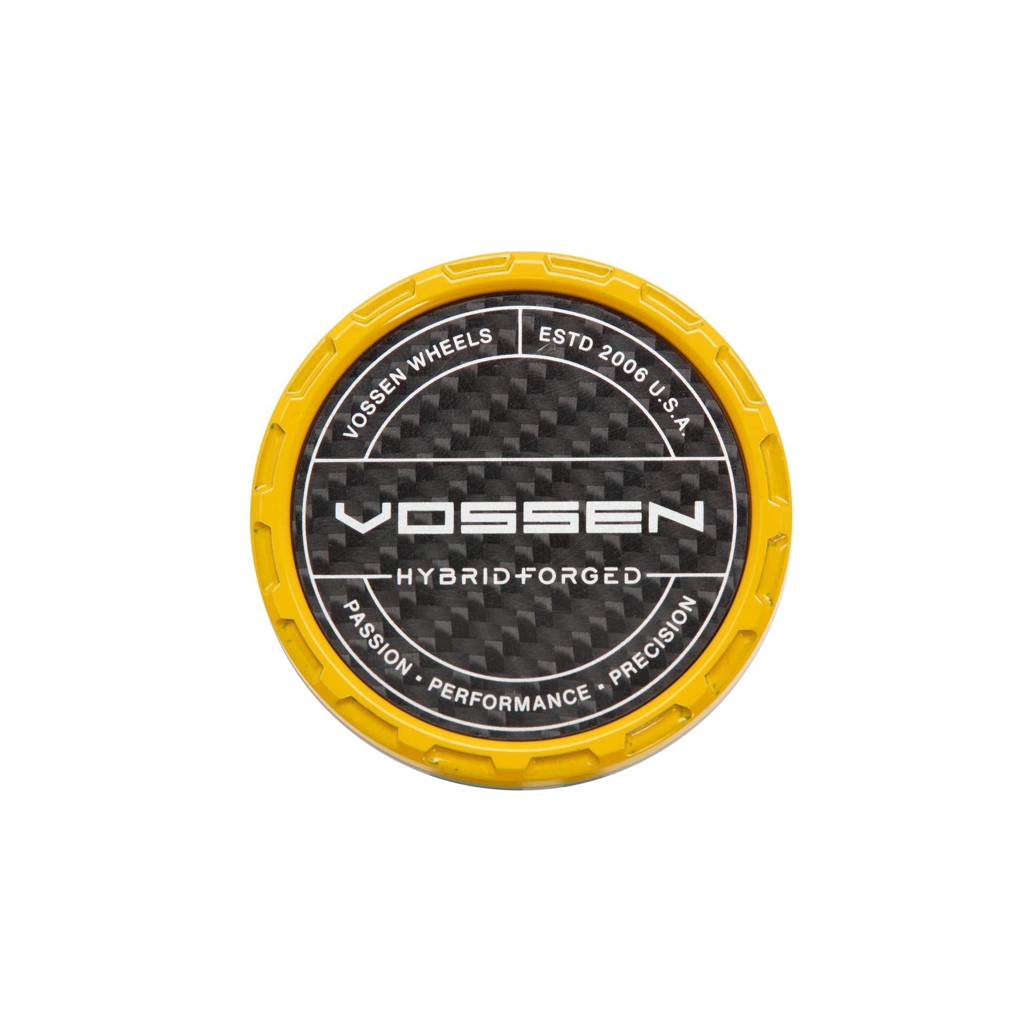 Carbon Hybrid Forged Billet Sport Cap for VF & HF Series Wheels (Canary Yellow) - Twill Weave Carbon