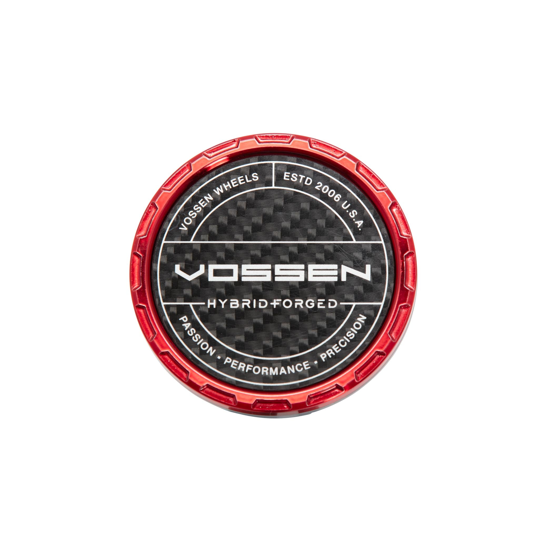 Carbon Hybrid Forged Billet Sport Cap for VF & HF Series Wheels (Vossen Red) - Twill Weave Carbon
