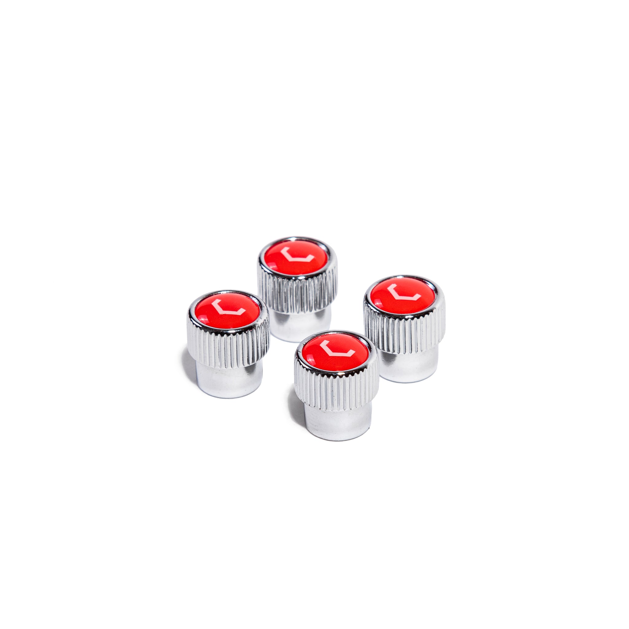 Classic V Valve Stem Cap Set (Chrome/Red) - Vossen