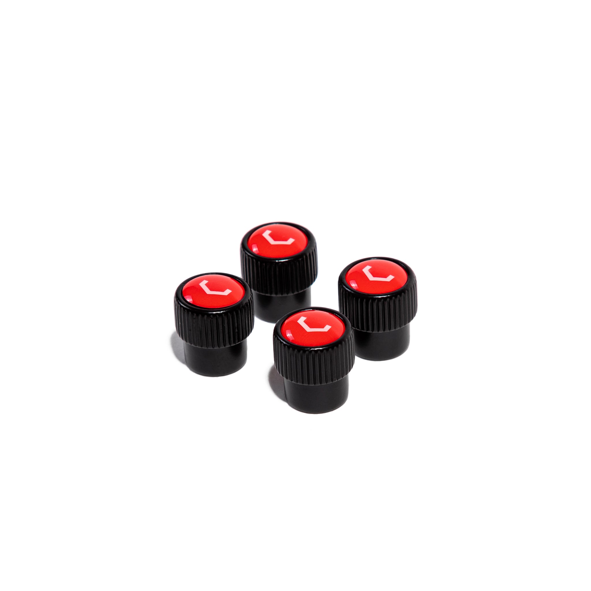 Classic V Valve Stem Cap Set (Black/Red) - Vossen