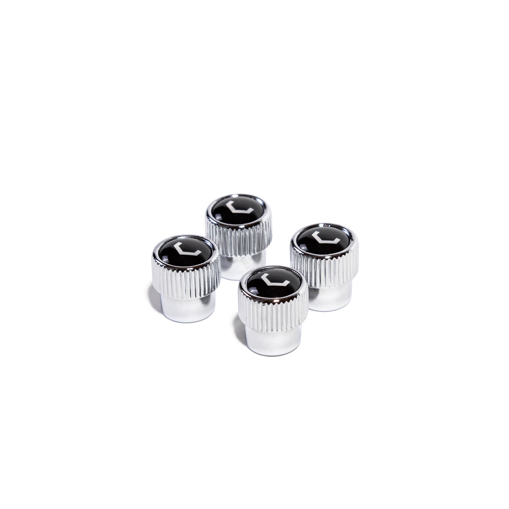 Classic V Valve Stem Cap Set (Chrome/Black) - Vossen