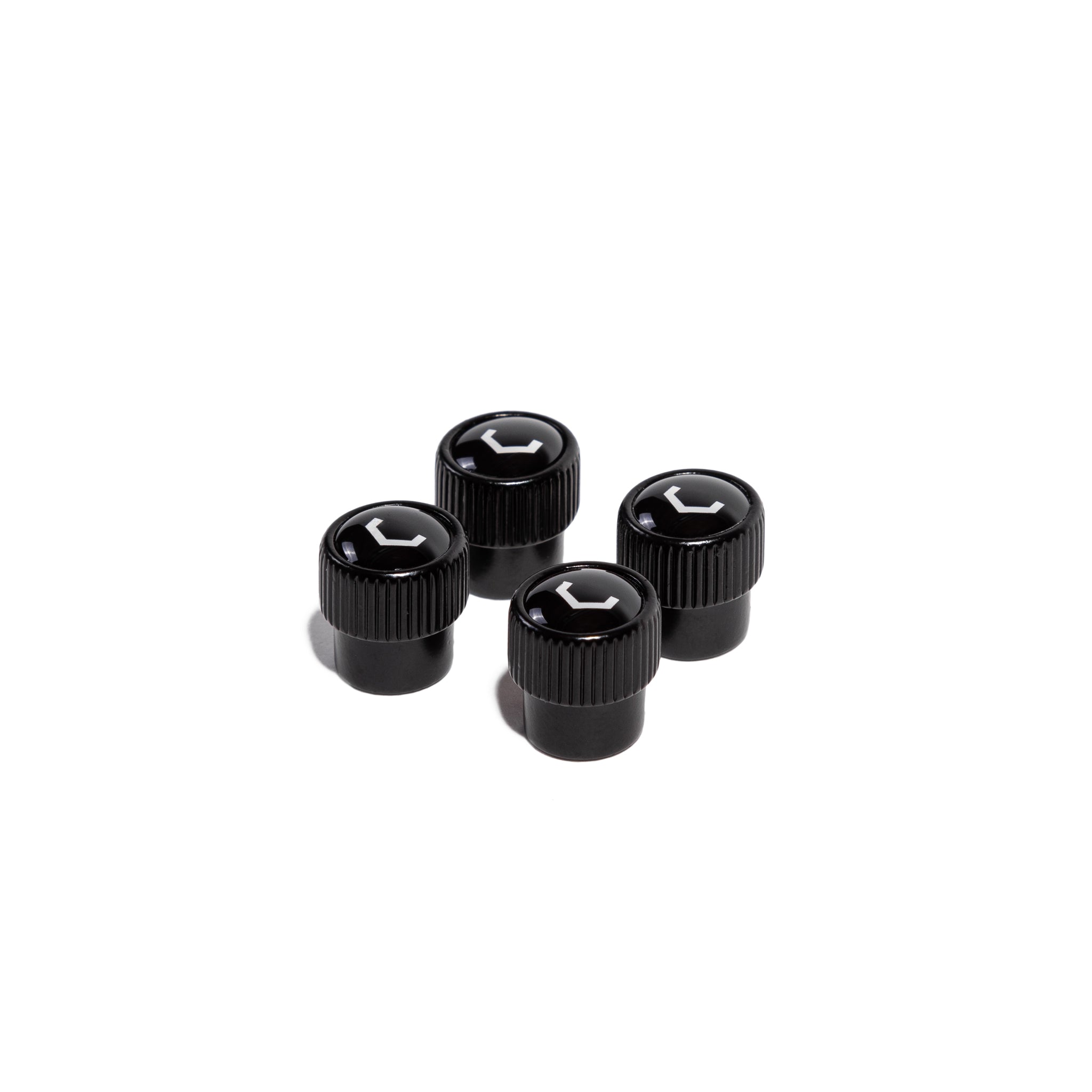 Classic V Valve Stem Cap Set (Black/Black) - Vossen