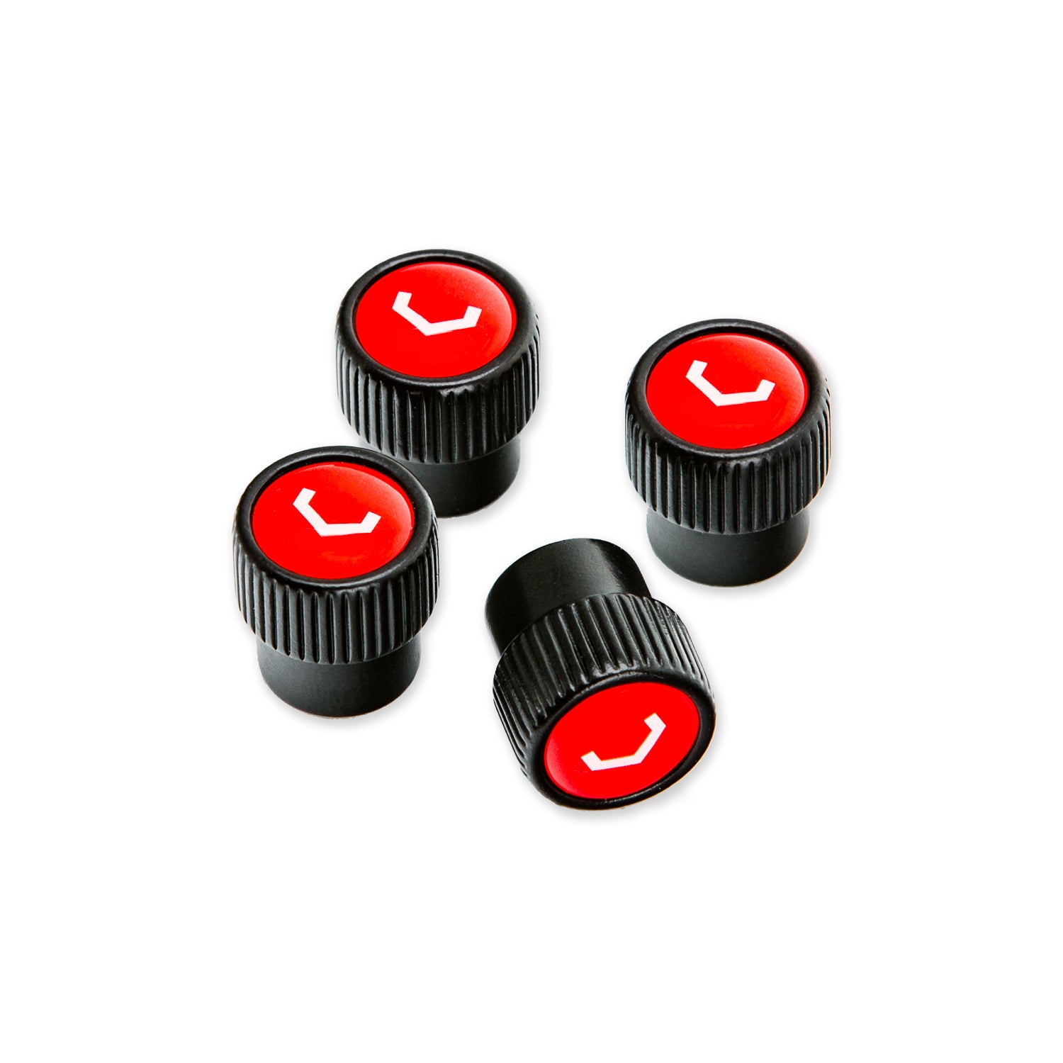 Classic V Valve Stem Cap Set (Black/Red) - Vossen