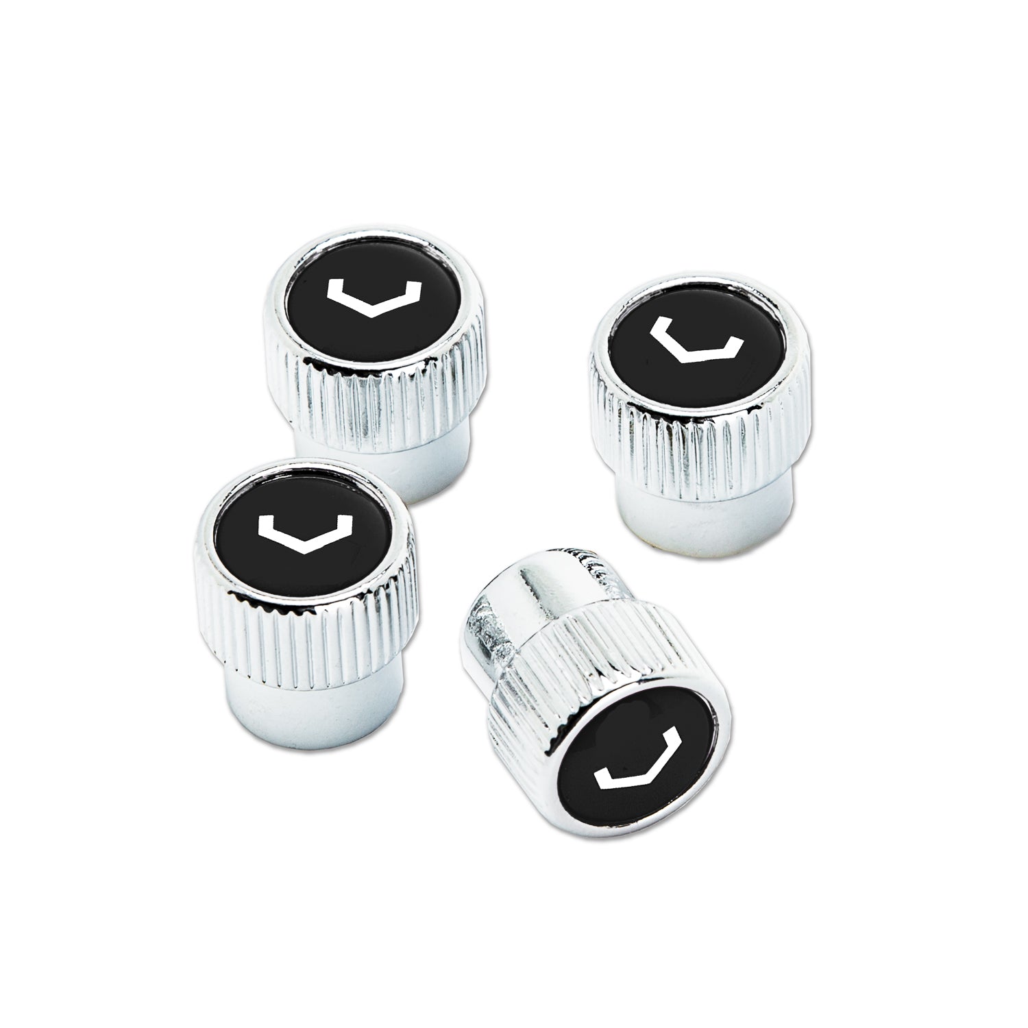 Classic V Valve Stem Cap Set (Chrome/Black) - Vossen