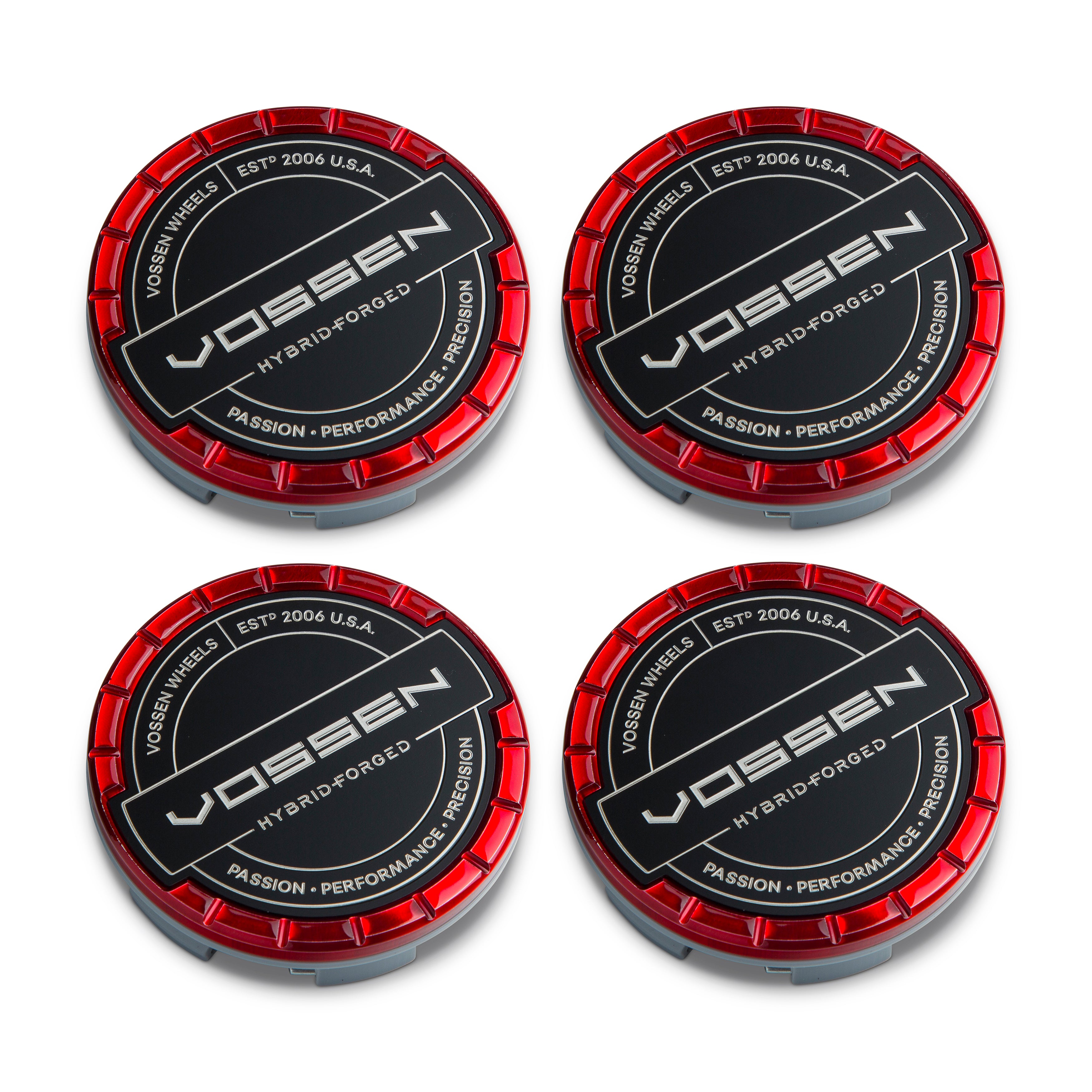 Hybrid Forged Billet Sport Cap Set for VF & HF Series Wheels (Vossen Red) - Vossen