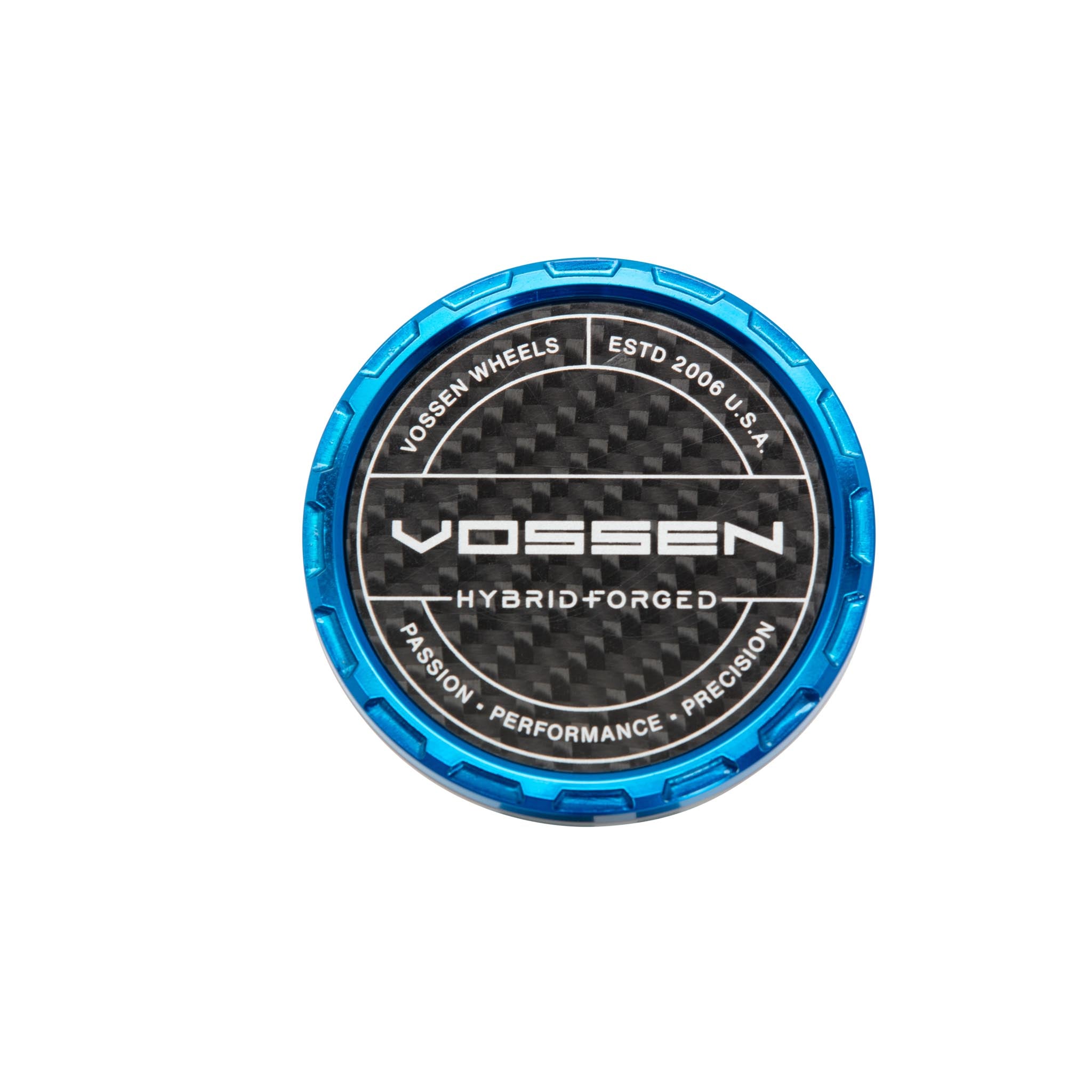 Carbon Hybrid Forged Billet Sport Cap for VF & HF Series Wheels (Fountain Blue) - Twill Weave Carbon