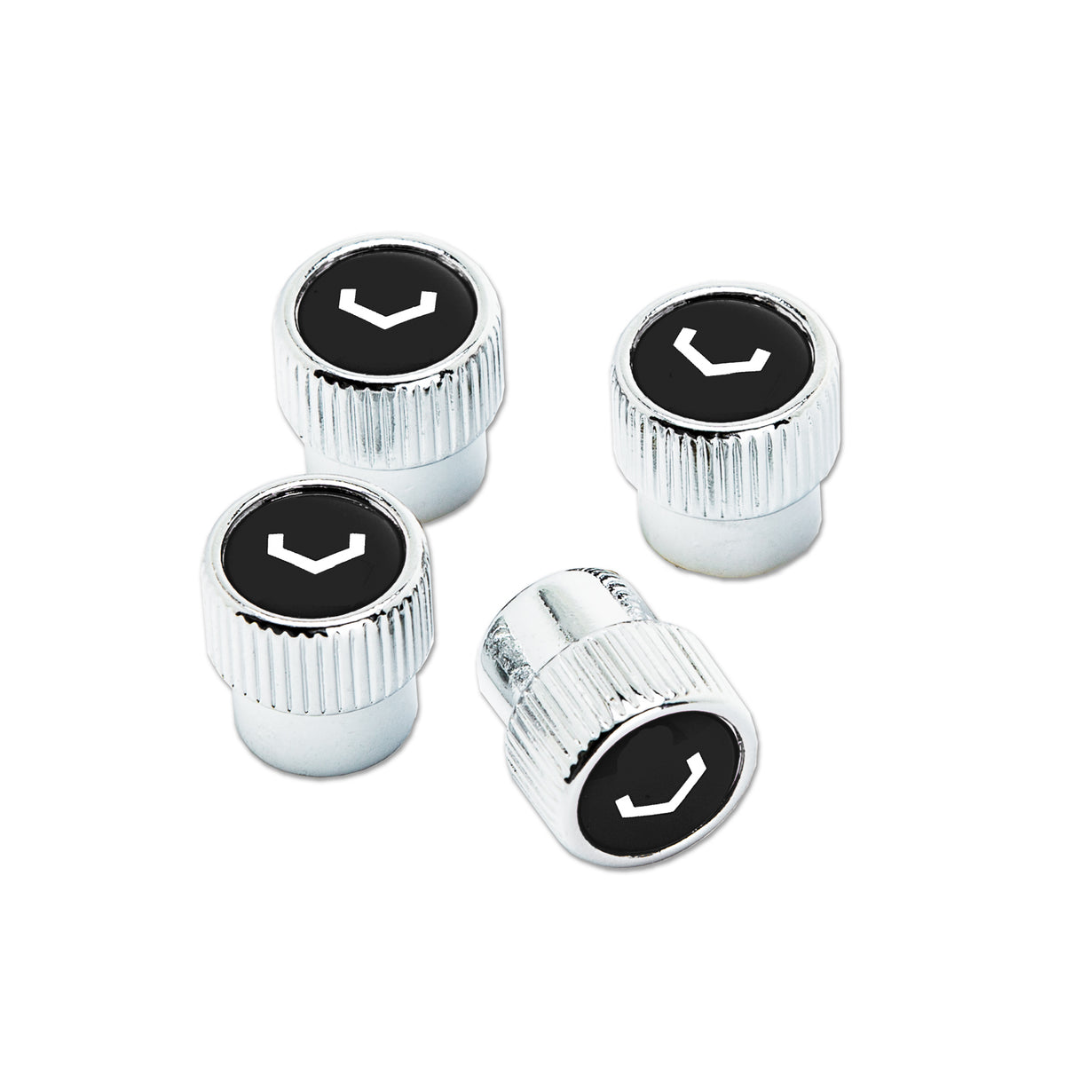 Classic V Valve Stem Cap Set (Chrome/Black) - Vossen